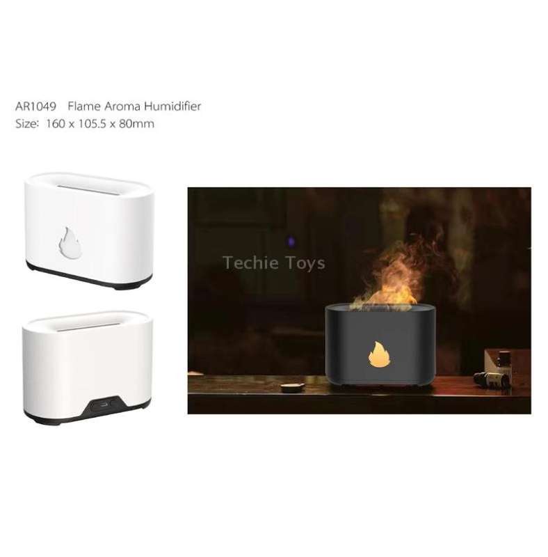 200ML Simulation Flame Aromatherapy Diffuser Humidifier Ultrasonic Air Purifier(Black)