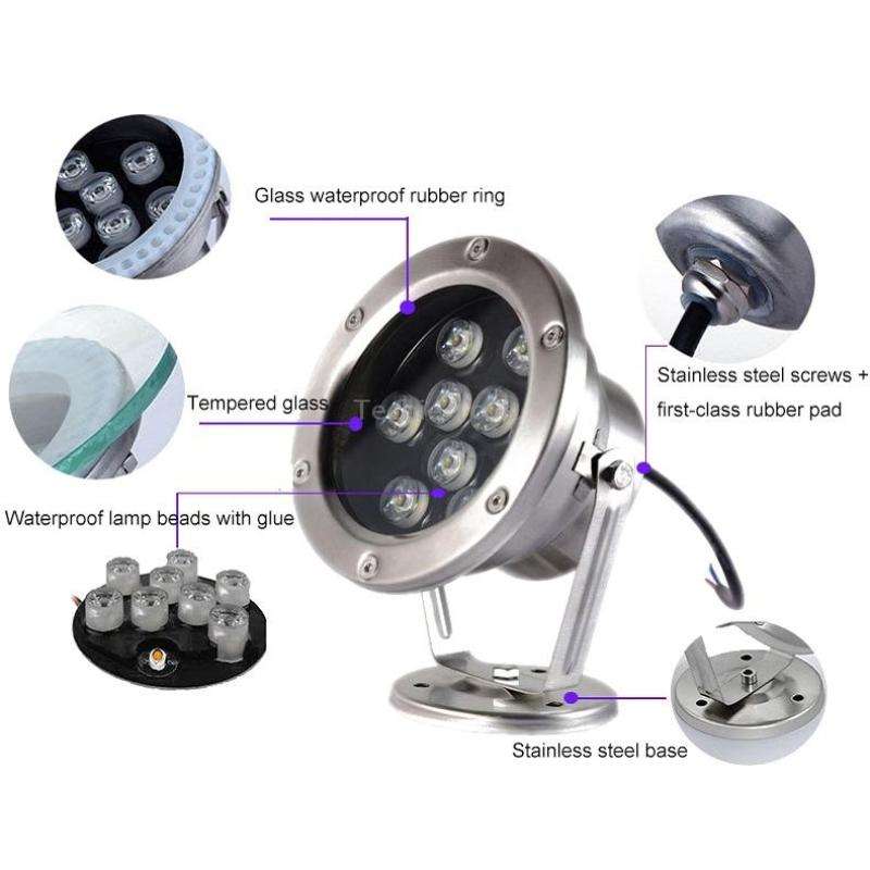 LED Underwater Light Pool Fish Pond Fountain Waterproof Landscape Light 18W(7 Colors)