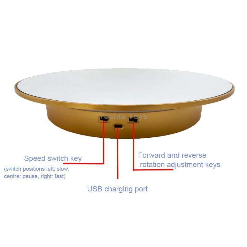 32cm Electric Turntable for Photography With Speed Direction Adjustment, Color: Black Mirror