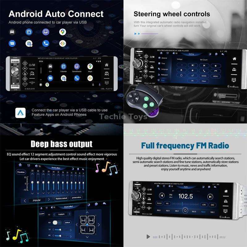A2905 5.1 inch IPS Capacitive Screen Single Butt Carplay Player, Style: Standard+4 Light Camera