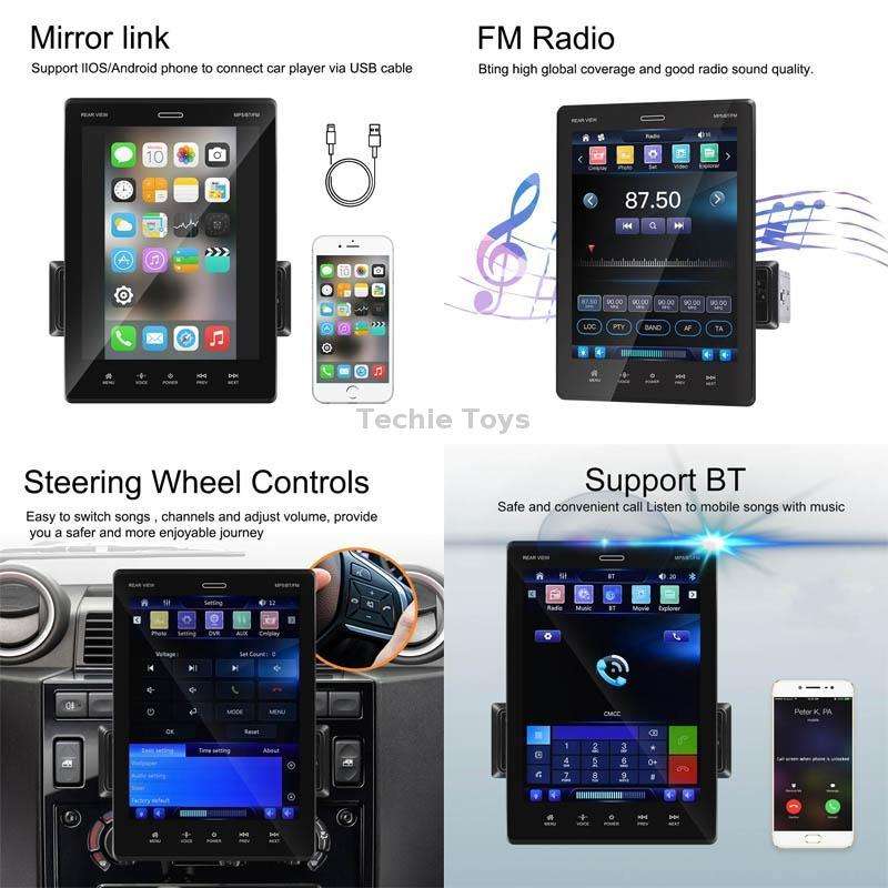 C800 9.5 Inch MP5 Single Butt Carplay Player, Style: Standard+4 Light Camera