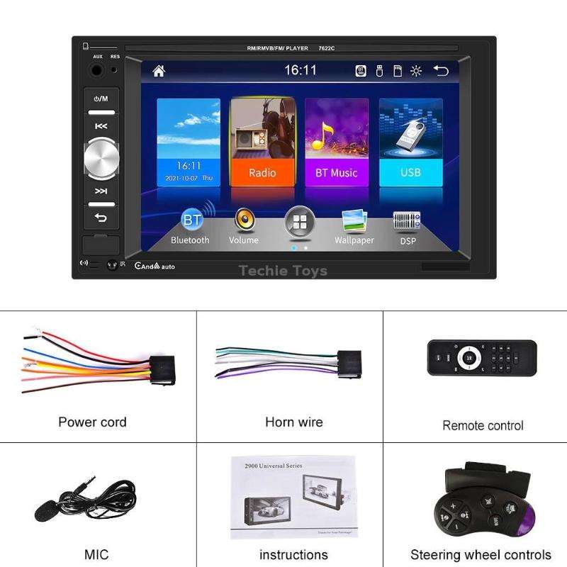 7622C 6.2 inch Dual Spindle HD Car Universal MP5 Carplay Player, Style: Standard