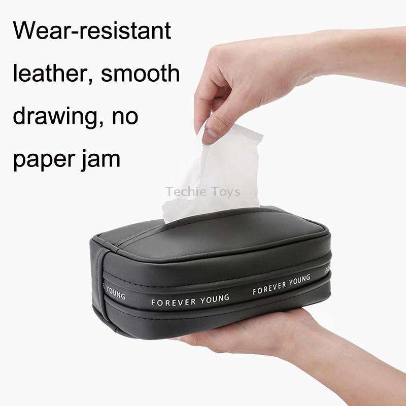 Multifunctional Car Chair Back Hanging Tissue Box(Black)