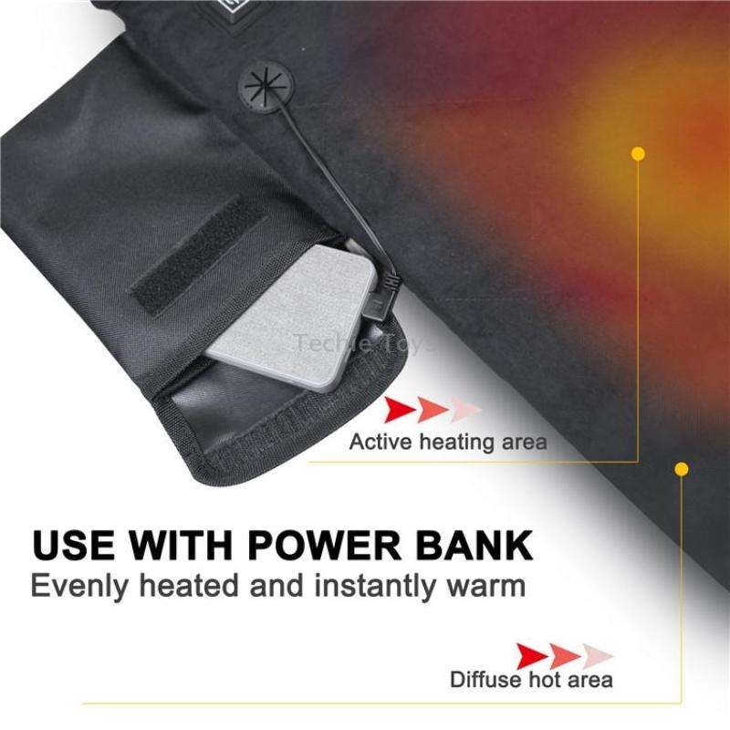 Outdoor Winter Camping Warm USB Heating Cushions With Backrest(Black)