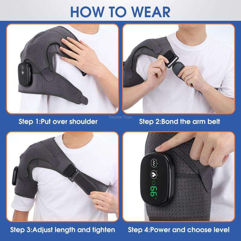Electric Heating Shoulder Pads Massager Joint Brace Vibration Massage(Gray Black)