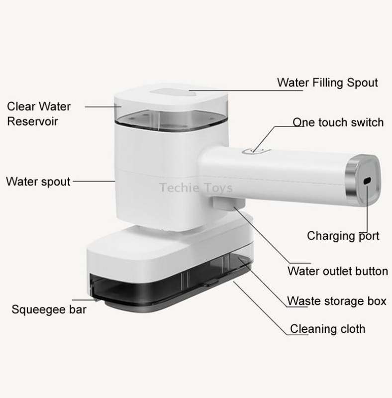 12W Multi-functional Wireless Handheld Cleaner Window Scraping(White)