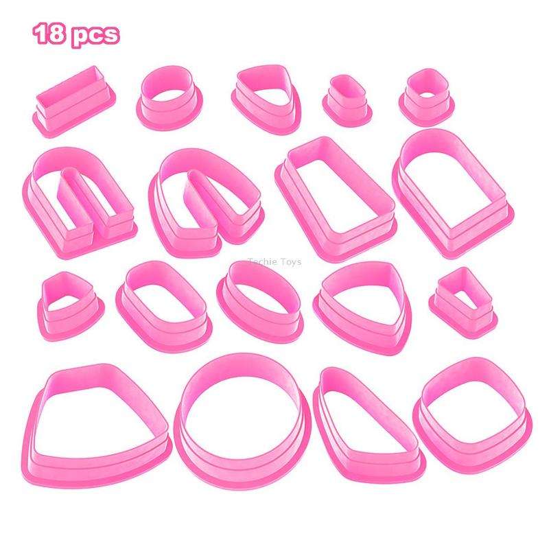 18 In 1 Soft Clay Earring Molds DIY Handmade Clay Cutter Clay Earrings Making Molds(Pink)
