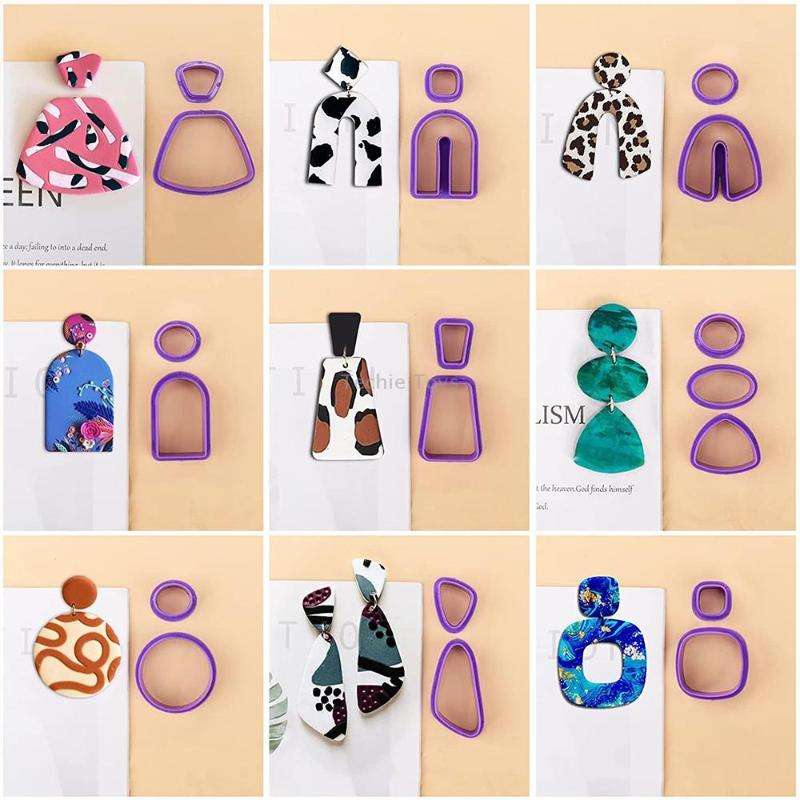 18 In 1 Soft Clay Earring Molds DIY Handmade Clay Cutter Clay Earrings Making Molds(Pink)