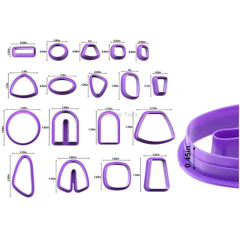 18 In 1 Soft Clay Earring Molds DIY Handmade Clay Cutter Clay Earrings Making Molds(Pink)