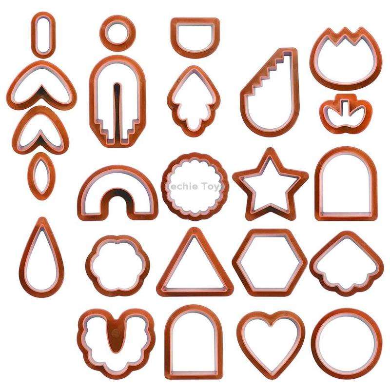 24 In 1 DIY Clay Earrings Molds DIY Handmade Clay Cutter Handmade Jewelry Molds(Rust Red)