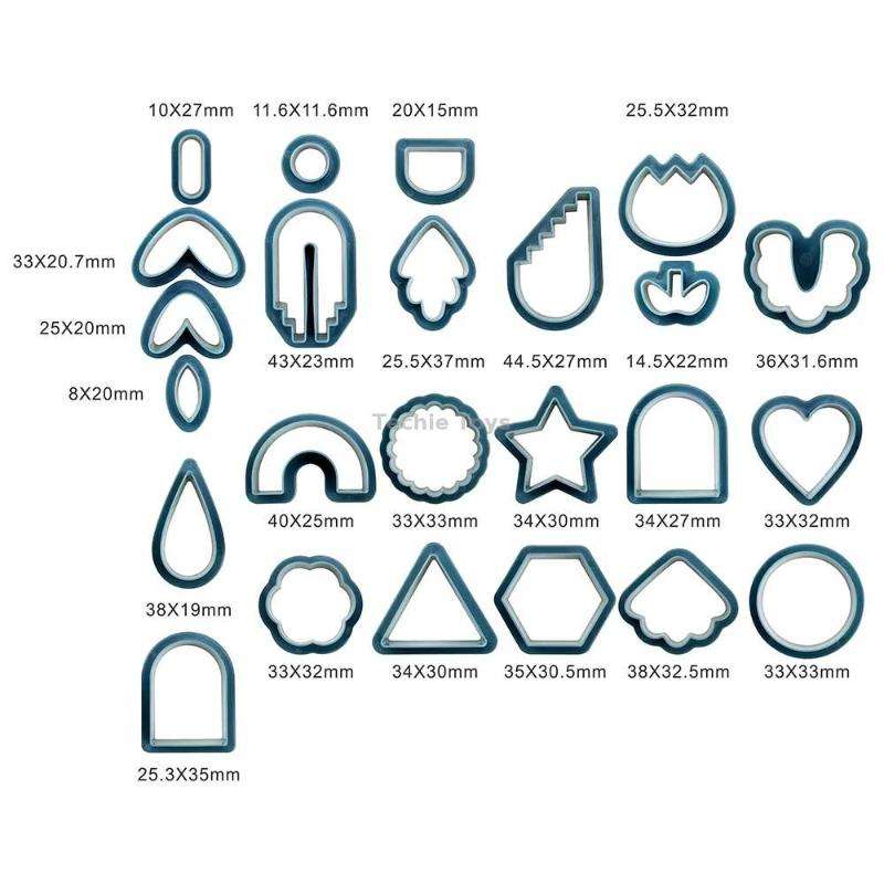 24 In 1 DIY Clay Earrings Molds DIY Handmade Clay Cutter Handmade Jewelry Molds(Rust Red)