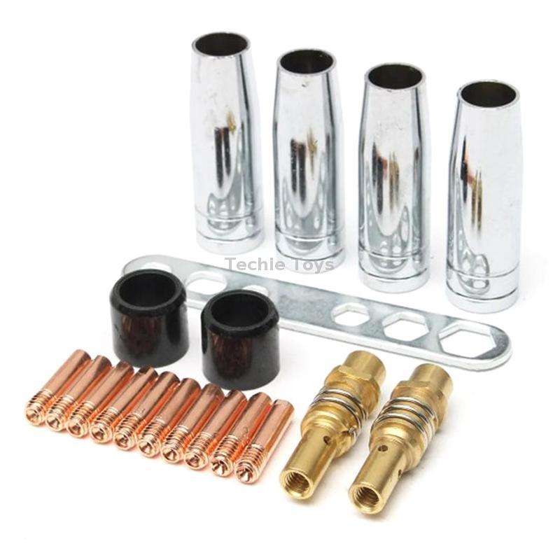 19 PCS / Set Welding Torch Insulation Sleeve Cover Nozzle Head Spring Tool Spare Kit