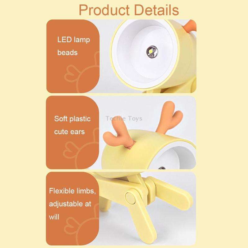 TL-23 LED Mini Foldable Cartoon Desk Lamp Pet Shape Decoration Table Lamp, Spec: Dinosaur (Light Gre