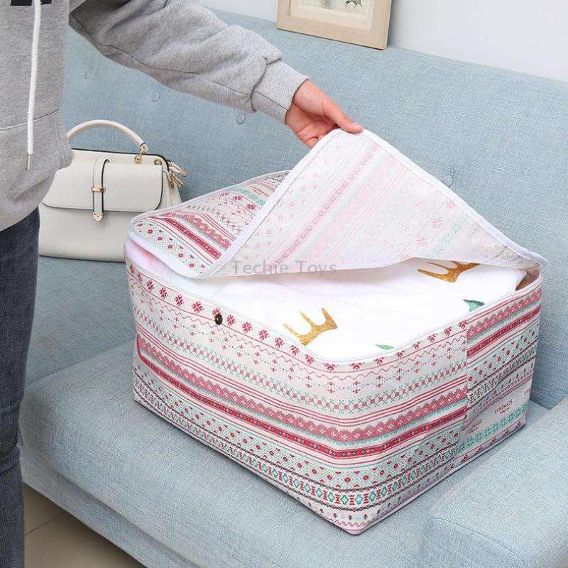 Clothes Organizer Moving Bag Canvas Zipper Quilt Storage Bag, Size: Large(Big Tree)
