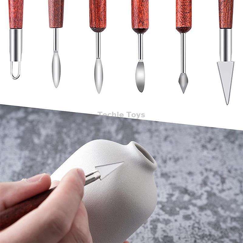 6 PCS/Set Double-head Radium Silk Knife Ceramic Clay Carving Tool