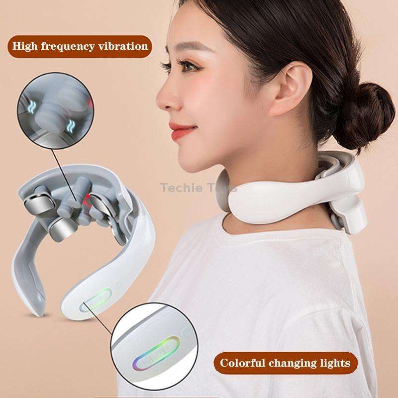 H88 Four Head Neck and Shoulder Massager Vibration Hot compress Physiotherapy Instrument(White)