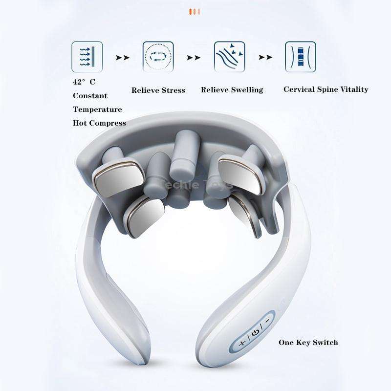 H88 Four Head Neck and Shoulder Massager Vibration Hot compress Physiotherapy Instrument(White)