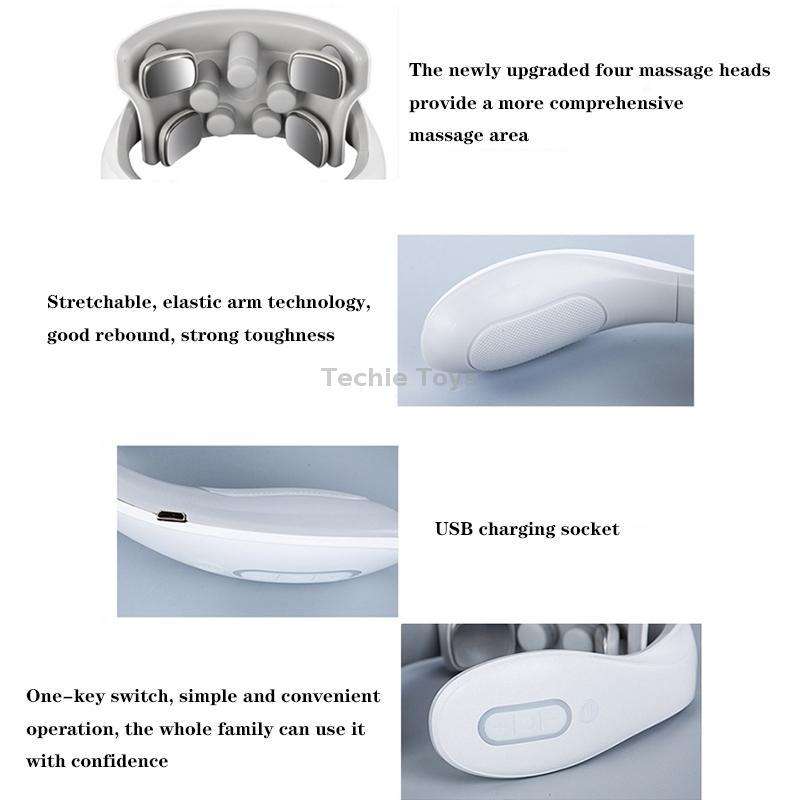 H88 Four Head Neck and Shoulder Massager Vibration Hot compress Physiotherapy Instrument(White)