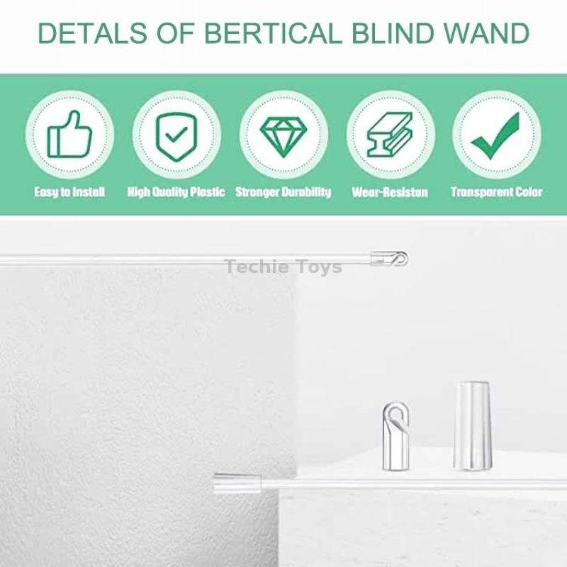5PCS Blinds Acrylic Transparent Rod Move Light Rod With Hook Handle, Size: 12 Inch