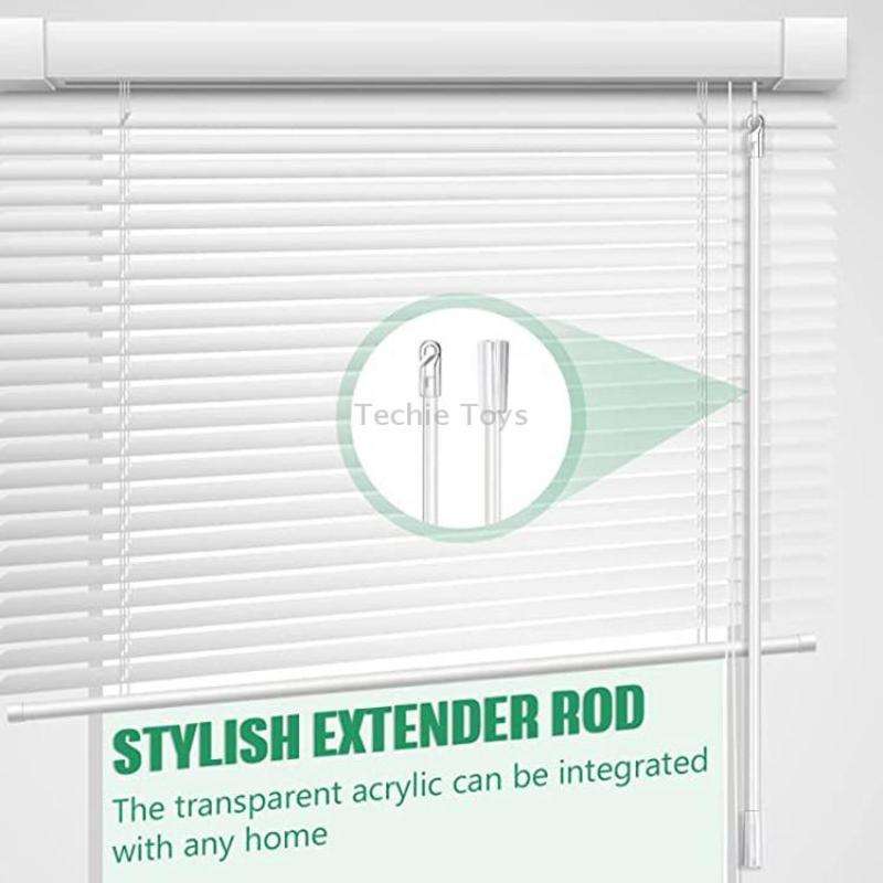 5PCS Blinds Acrylic Transparent Rod Move Light Rod With Hook Handle, Size: 17 Inch