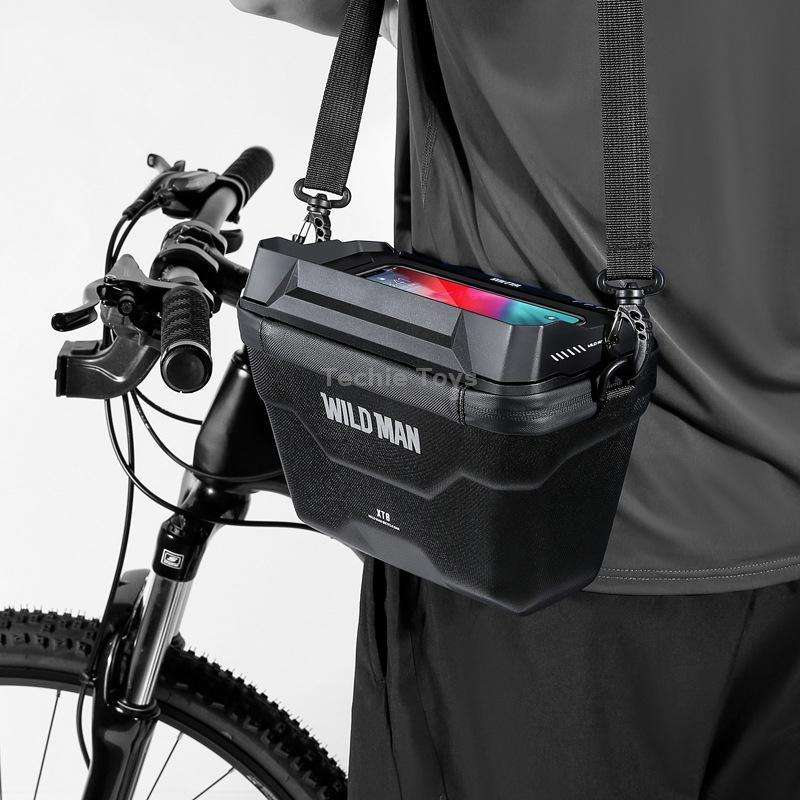 WILD MAN XT8 3L Bicycle EVA Hard Shell Touch Screen Waterproof Head Bag(Black)