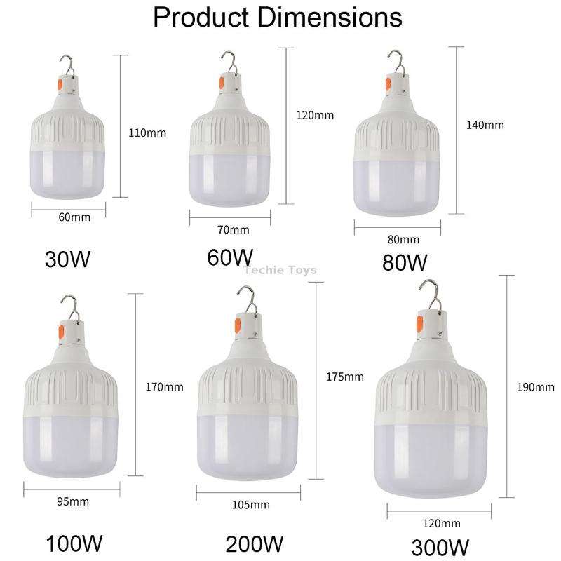 AB26 USB Charging LED Bulb Night Market Stall Lights Outdoor Camping Hanging Lamp, Power: 30W (White