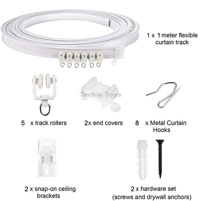 Model Steel Track Set Flexible Silent Slide Track Track with Hooks, Size: 1m