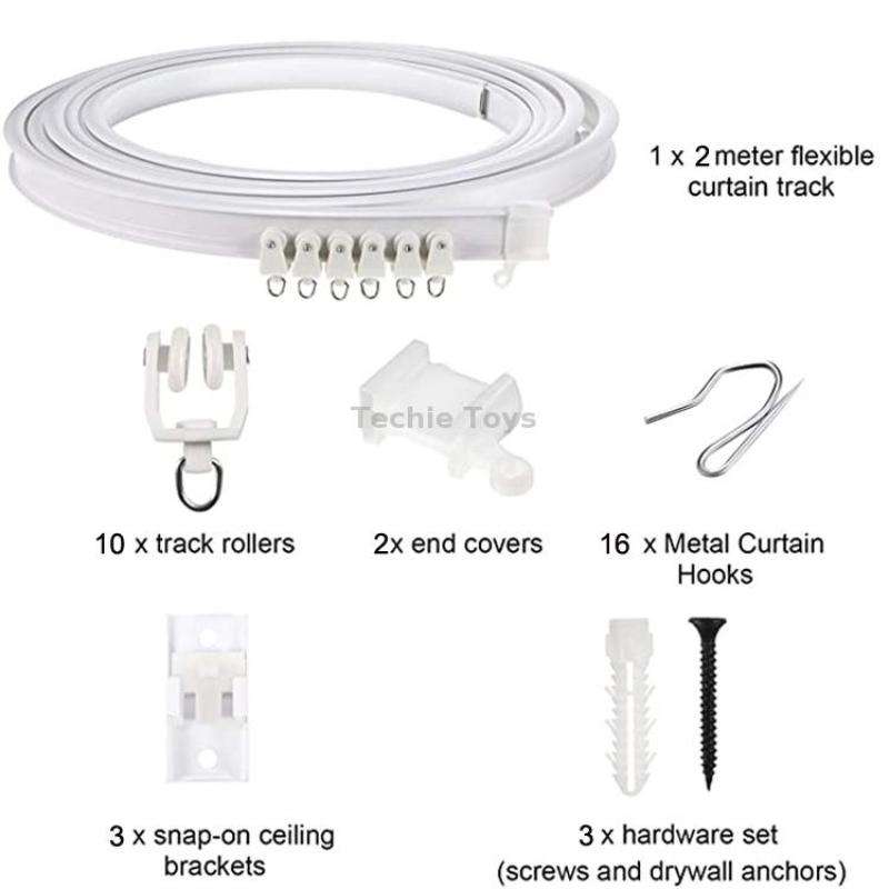 Model Steel Track Set Flexible Silent Slide Track Track with Hooks, Size: 2m