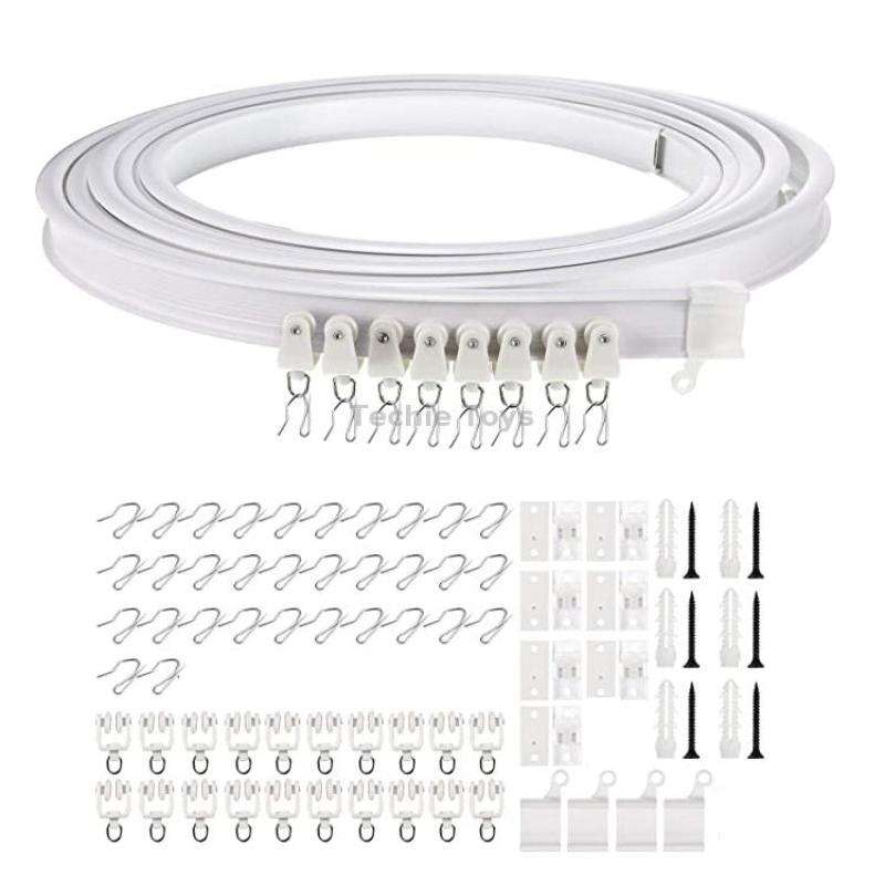 Model Steel Track Set Flexible Silent Slide Track Track with Hooks, Size: 4m