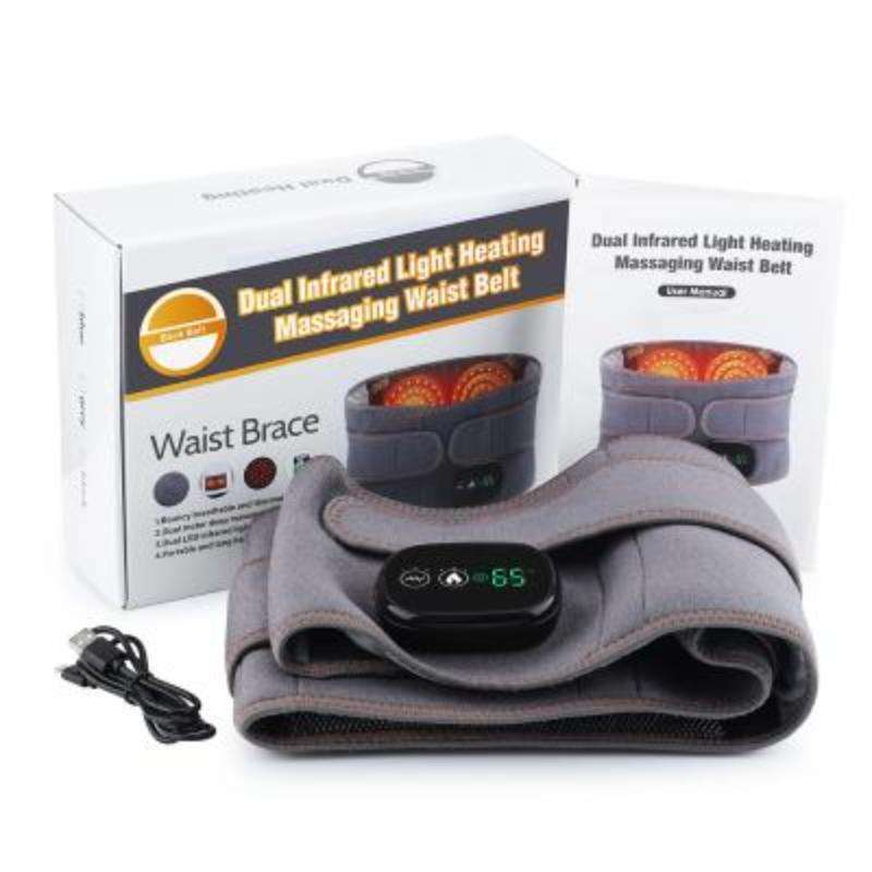 USB Charging Red Light Heating Massage Lumbar Belt Warming Waist Belt(Gray)