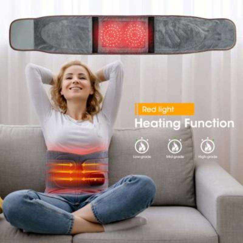 USB Charging Red Light Heating Massage Lumbar Belt Warming Waist Belt(Gray)