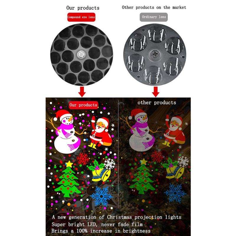 4W LED Snowflake Christmas Decoration Projector Light with 16 Patterns, Spec: EU Plug