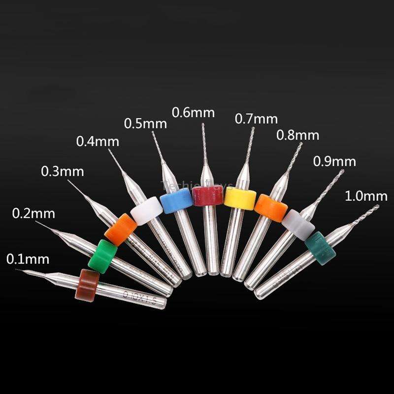 10 In 1 PCB Tungsten Steel Drill Bits Carving Miniature Drill Bits, Size: 0.1-1mm