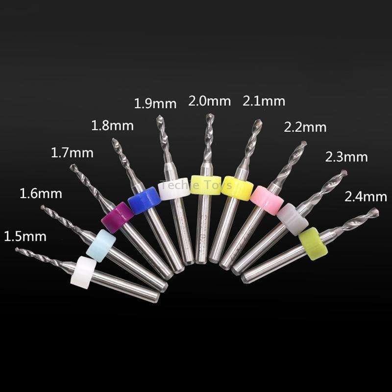 10 In 1 PCB Tungsten Steel Drill Bits Carving Miniature Drill Bits, Size: 1.5-2.4mm