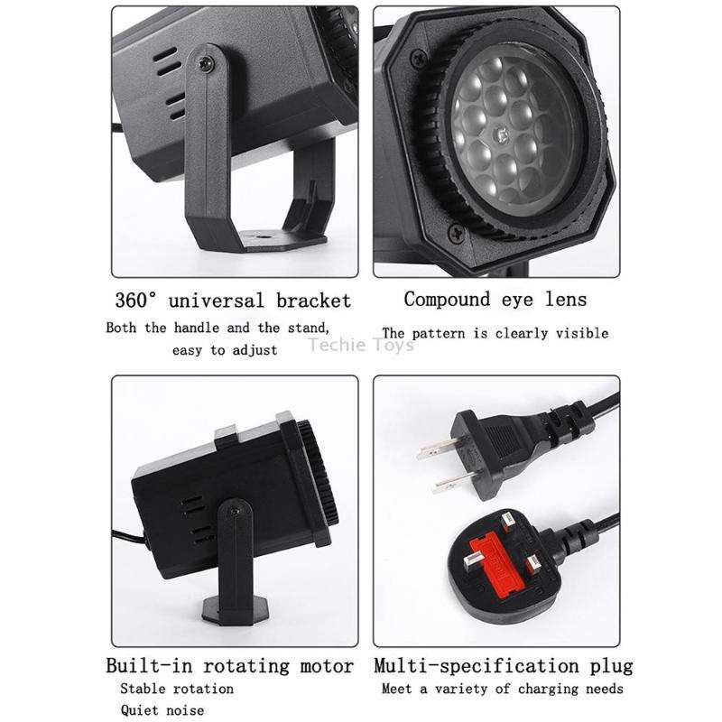8W Christmas Colorful Rotating Laser Atmosphere Light Random Pattern Delivery AU Plug with 4 Cards