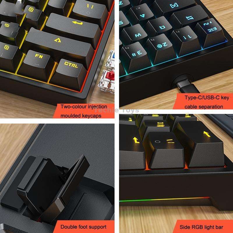 LEAVEN K620 61 Keys Hot Plug-in Glowing Game Wired Mechanical Keyboard, Cable Length: 1.8m, Color: B