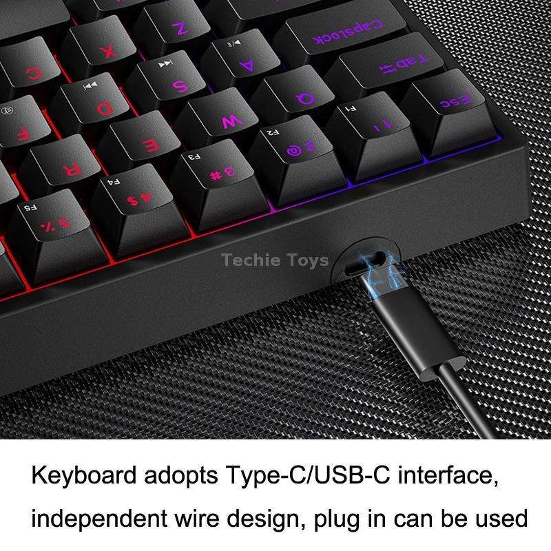 LEAVEN K620 61 Keys Hot Plug-in Glowing Game Wired Mechanical Keyboard, Cable Length: 1.8m, Color: B
