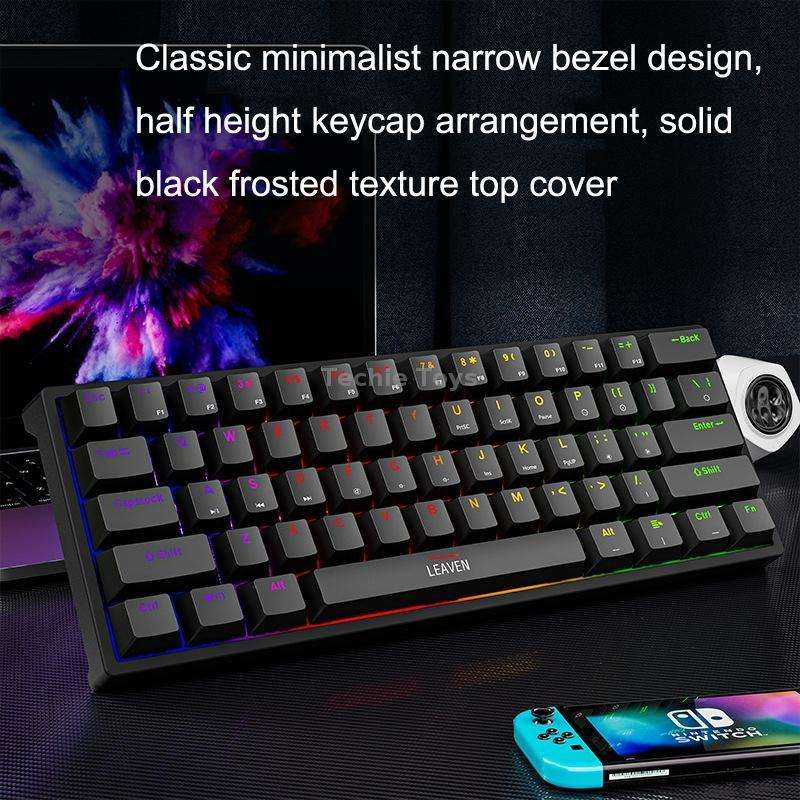 LEAVEN K620 61 Keys Hot Plug-in Glowing Game Wired Mechanical Keyboard, Cable Length: 1.8m, Color: B