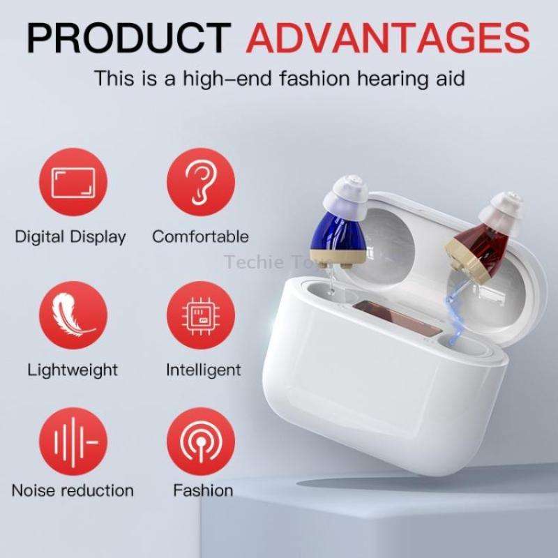 GM-912 Digital Hearing Aid Sound Amplifier With Digital Display Charging Compartment(Red Blue)