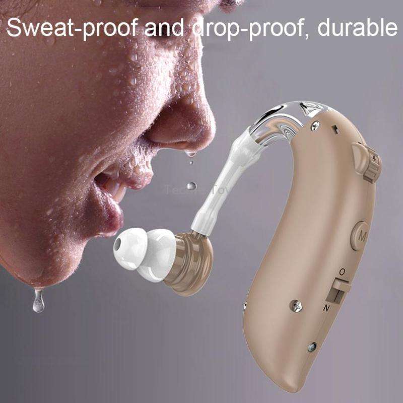 GM-105 Smart Noise Cancelling Ear-hook Rechargeable Elderly Hearing Aids, Spec: EU Plug(Blue)