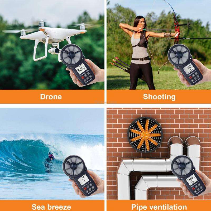 BT-100 Handheld Anemometer Wind Speed Wind Chill Temperature Measuring Instrument(Black)
