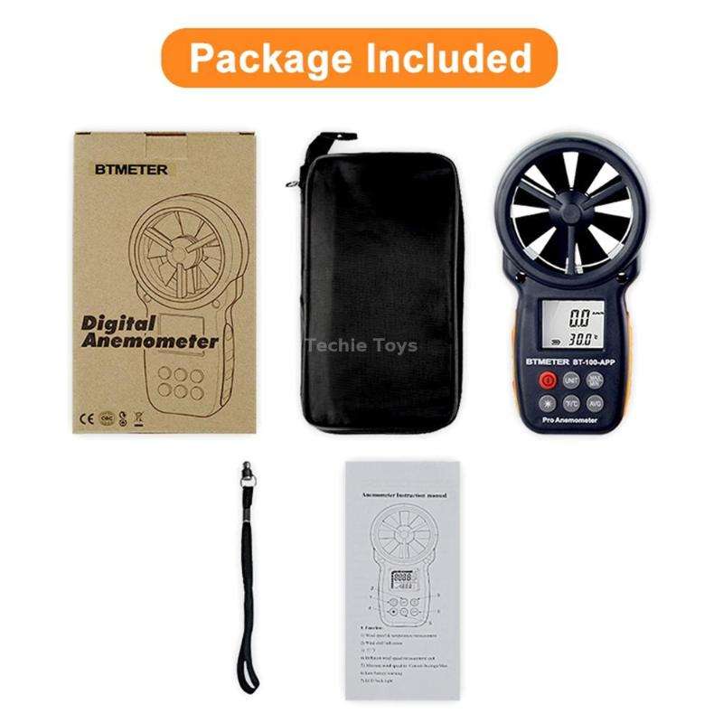 BT-100 Handheld Anemometer Wind Speed Wind Chill Temperature Measuring Instrument(Black)