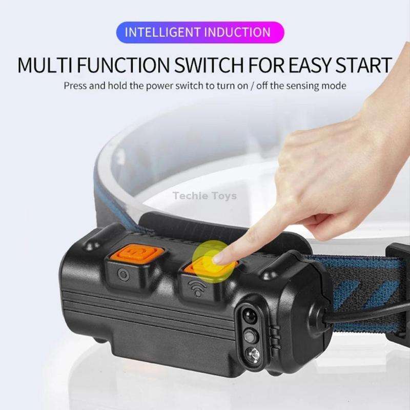 W678-2 Zoom XPG + COB Sensor Headlight Flashlight 6 Lighting Modes Rechargeable Head Lamp