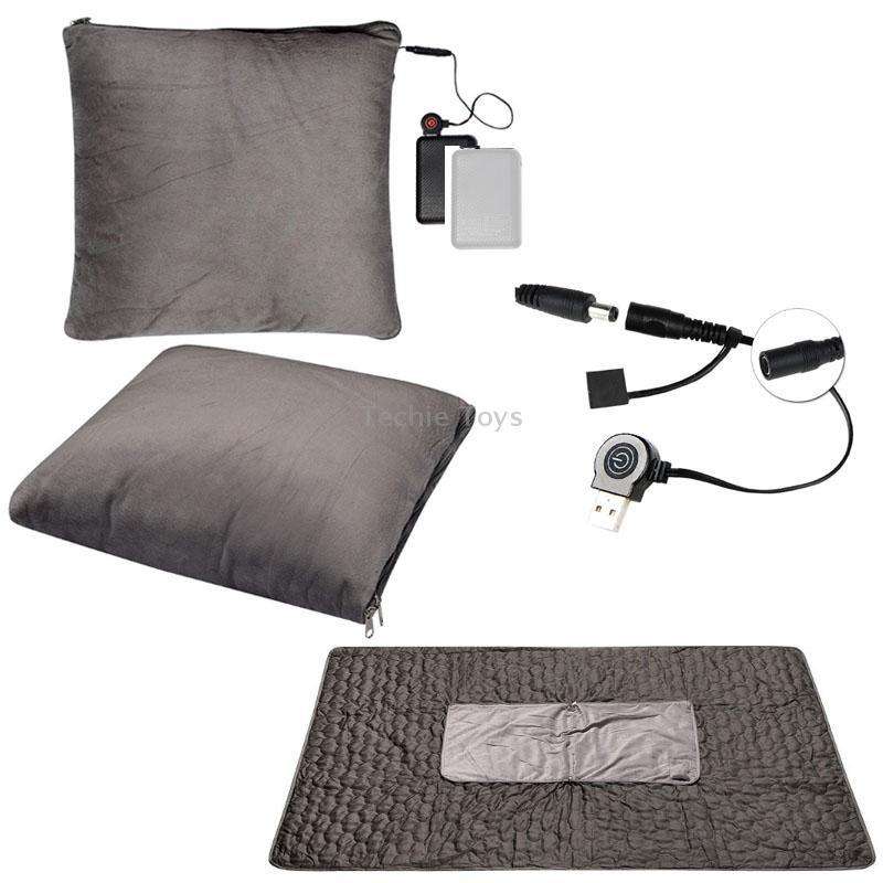 Portable USB Smart Heating Multifunctional Pillow Electric Heating Blanket, Free Size(Grey)