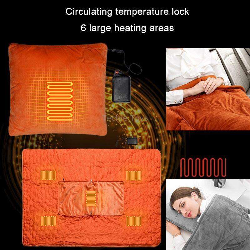 Portable USB Smart Heating Multifunctional Pillow Electric Heating Blanket, Free Size(Grey)