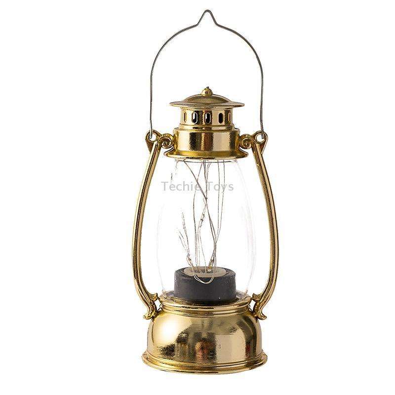Retro Lantern Table Decoration Christmas Scene Decoration Simulation Oil Lamp(Gold)