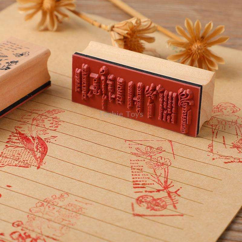4 PCS Wooden Flowers and Plants Girl Stamp Fresh Plant Handbook DIY Decorative Stamp(Boswellia)
