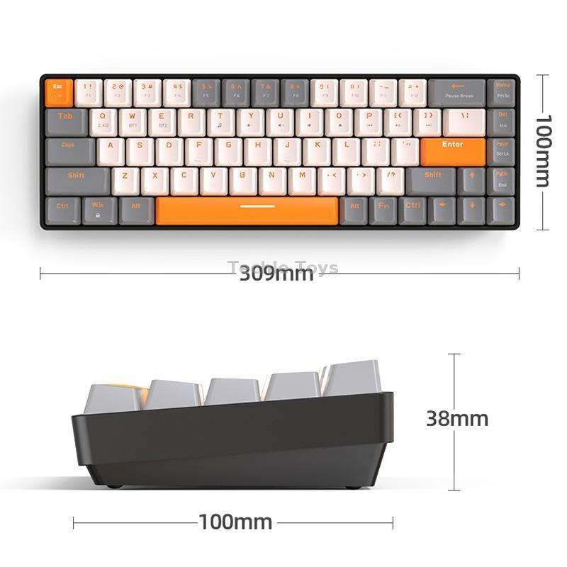 ZIYOU LANG K68 68 Keys Bluetooth Wireless Dual Model Mechanical Keyboard, Style: Red Shaft Version (