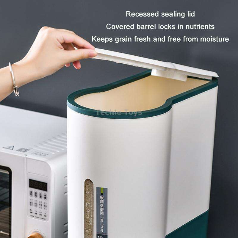One Button Press Insect Proof Sealed Moisture Proof Fresh Rice Storage Bin, Size: 5 KG(Blue)
