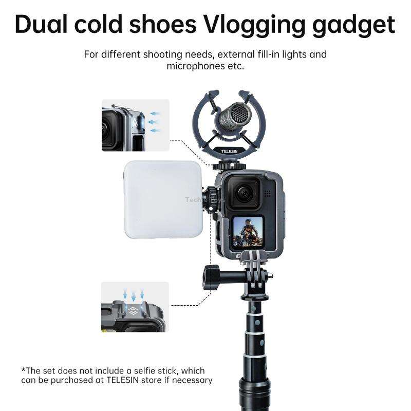 TELESIN Aluminium Alloy Frame Case For GoPro Hero11 Black / HERO10 Black / HERO9 Black ,Spec: Vertic